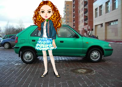 Алия Судакова и ее автомобиль Шкода (фан-арт)